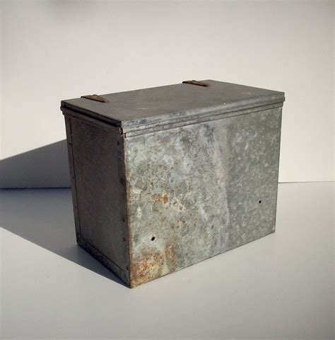 metal lidded box|metals containers with hinged lids.